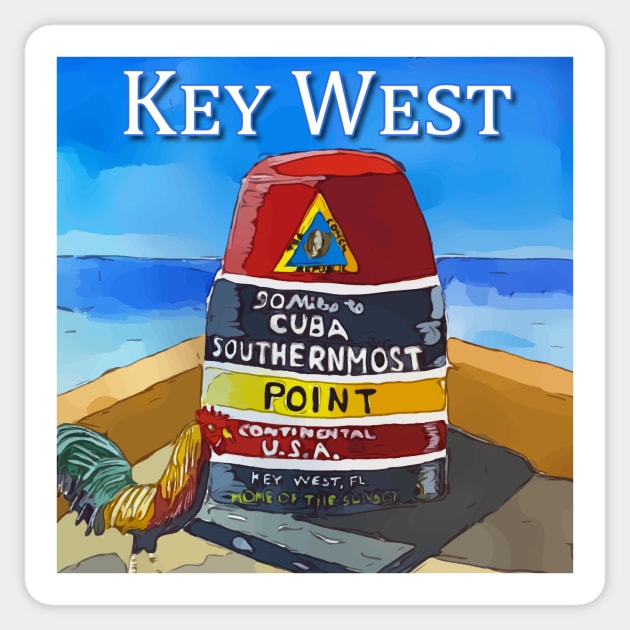 Nearest point to Cuba Marker in Key West Florida Sticker by WelshDesigns